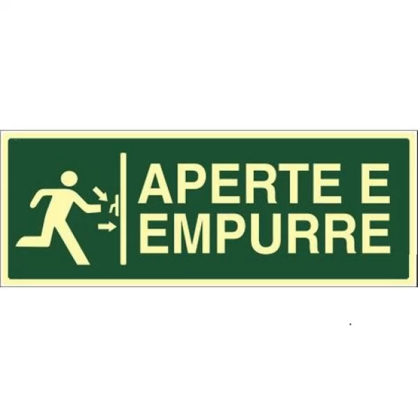 PLACA  FOTOLUMINESCENTE APERTE E EMPURRE S18