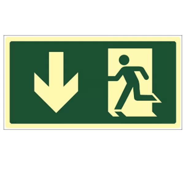 PLACA FOTOLUMINESCENTE BONECO SAÍDA FLECHA PARA BAIXO S3-B