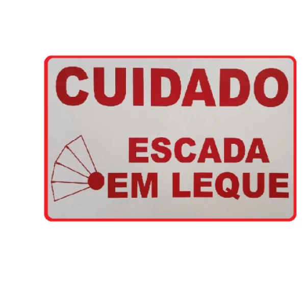 PLACA CUIDADO ESCADA EM LEQUE  20X30