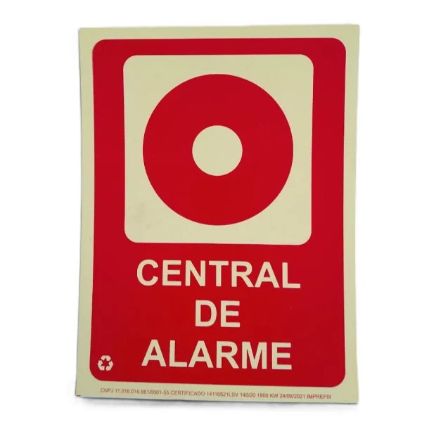 PLACA FOTOLUMINESCENTE CENTRAL DE ALARME 12X24