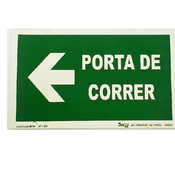 PLACA PORTA DE CORRER ESQUERDA FOTOLUMINESCENTE 