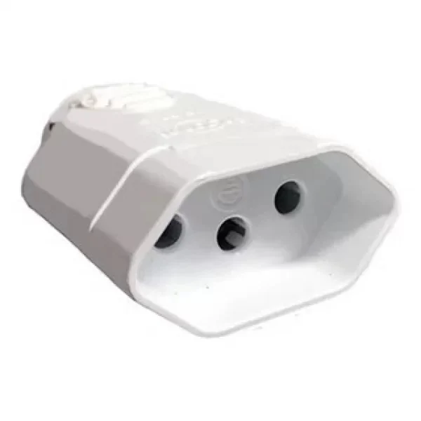 PLUG FÊMEA 180° 2P 10A/250 VCA BRANCO